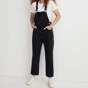 Madewell Straight Leg Overalls in Washed Black Lunar